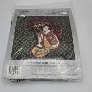 New Vtg 1992 Something Special Counted Cross Stitch Victorian Santa Stocking Kit